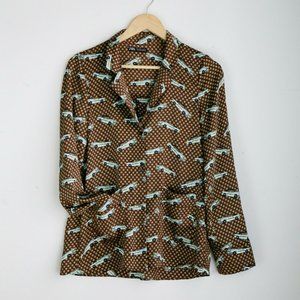 Zara Novelty 70s Style Print Retro Cars Top